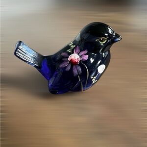 Fenton Art Glass Hand-painted Songbird Paperweight